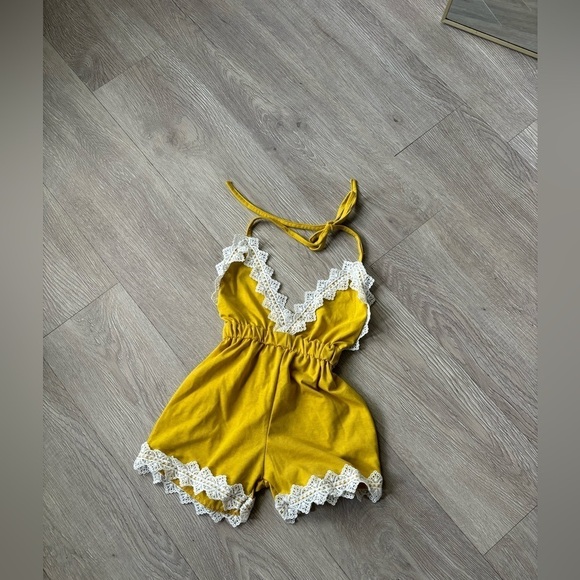 Other - Baby Romper - Mustard yellow with lace detail size 6months